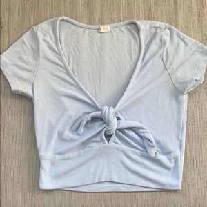 Blue Cropped V-Neck top